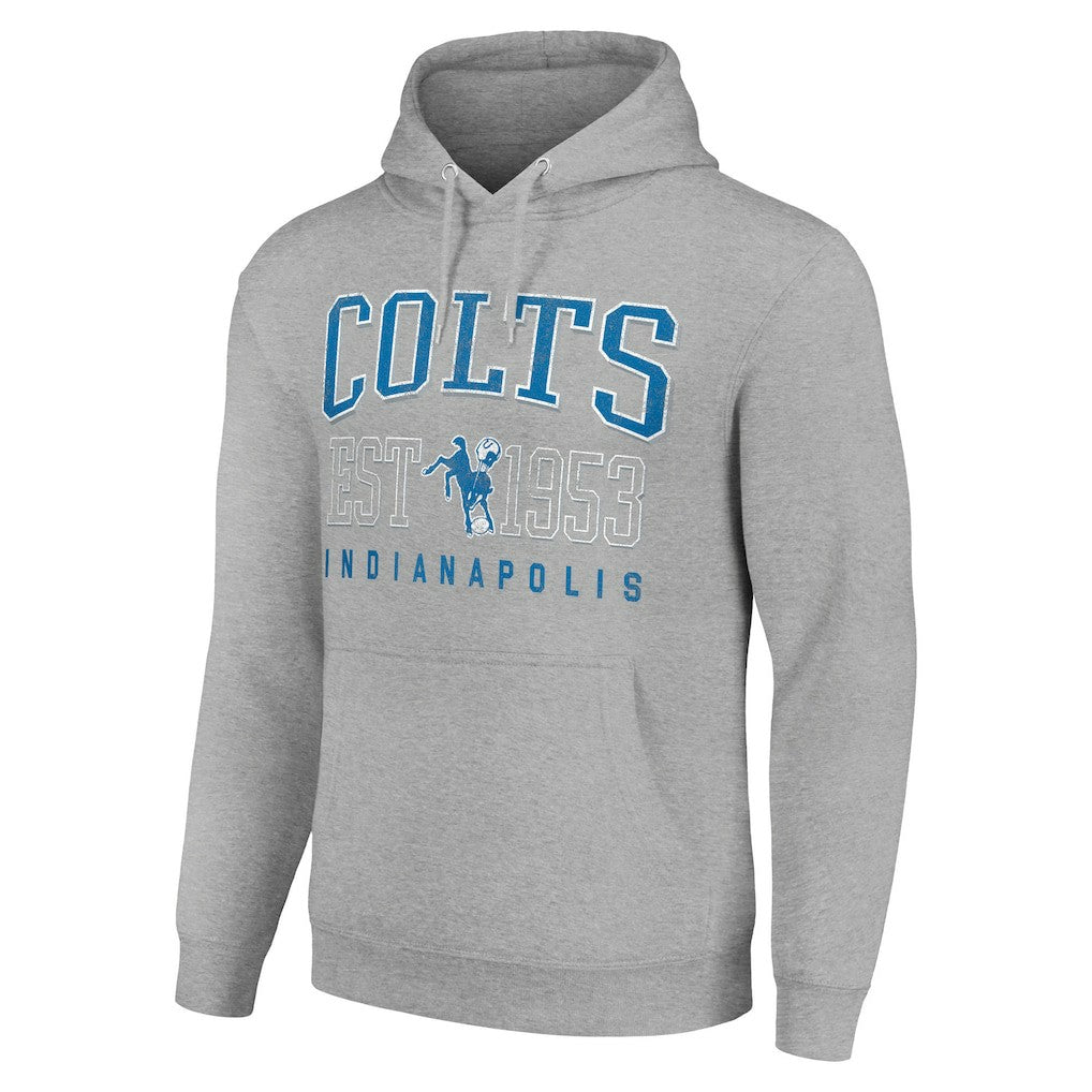 Indianapolis Colts Starter Unisex Throwback Logo Pullover Hoodie - Heather Gray - NFL