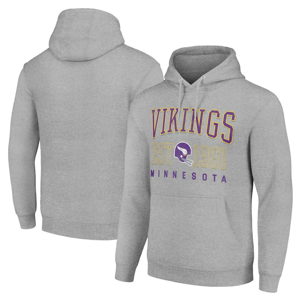 Minnesota Vikings Starter Unisex Throwback Logo Pullover Hoodie - Heather Gray - NFL