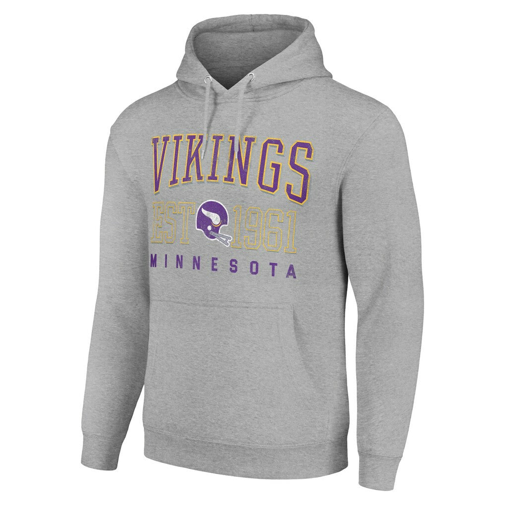 Minnesota Vikings Starter Unisex Throwback Logo Pullover Hoodie - Heather Gray - NFL