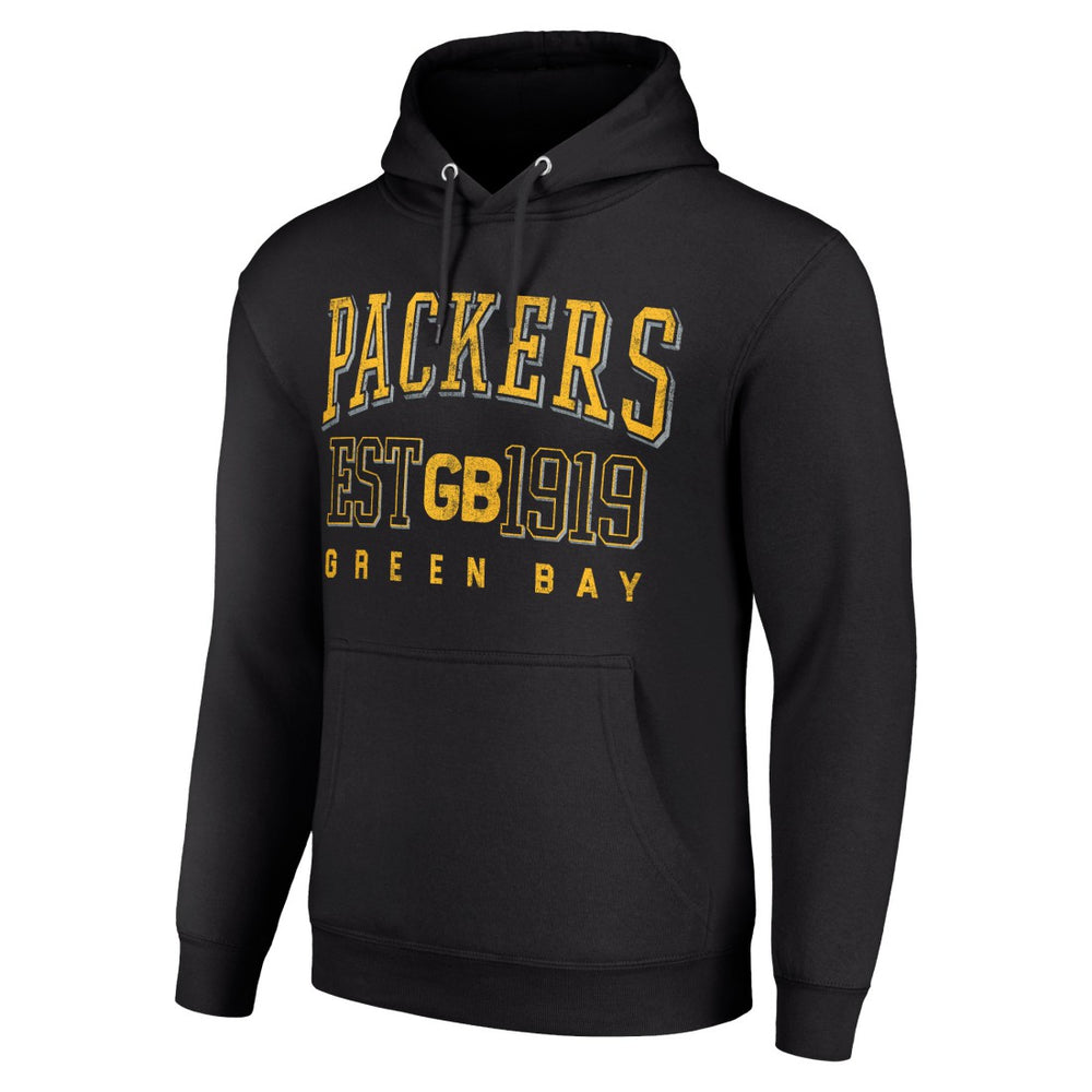 Green Bay Packers Starter Unisex Throwback Logo Pullover Hoodie - Black - NFL