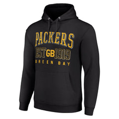 Green Bay Packers Starter Unisex Throwback Logo Pullover Hoodie - Black - NFL