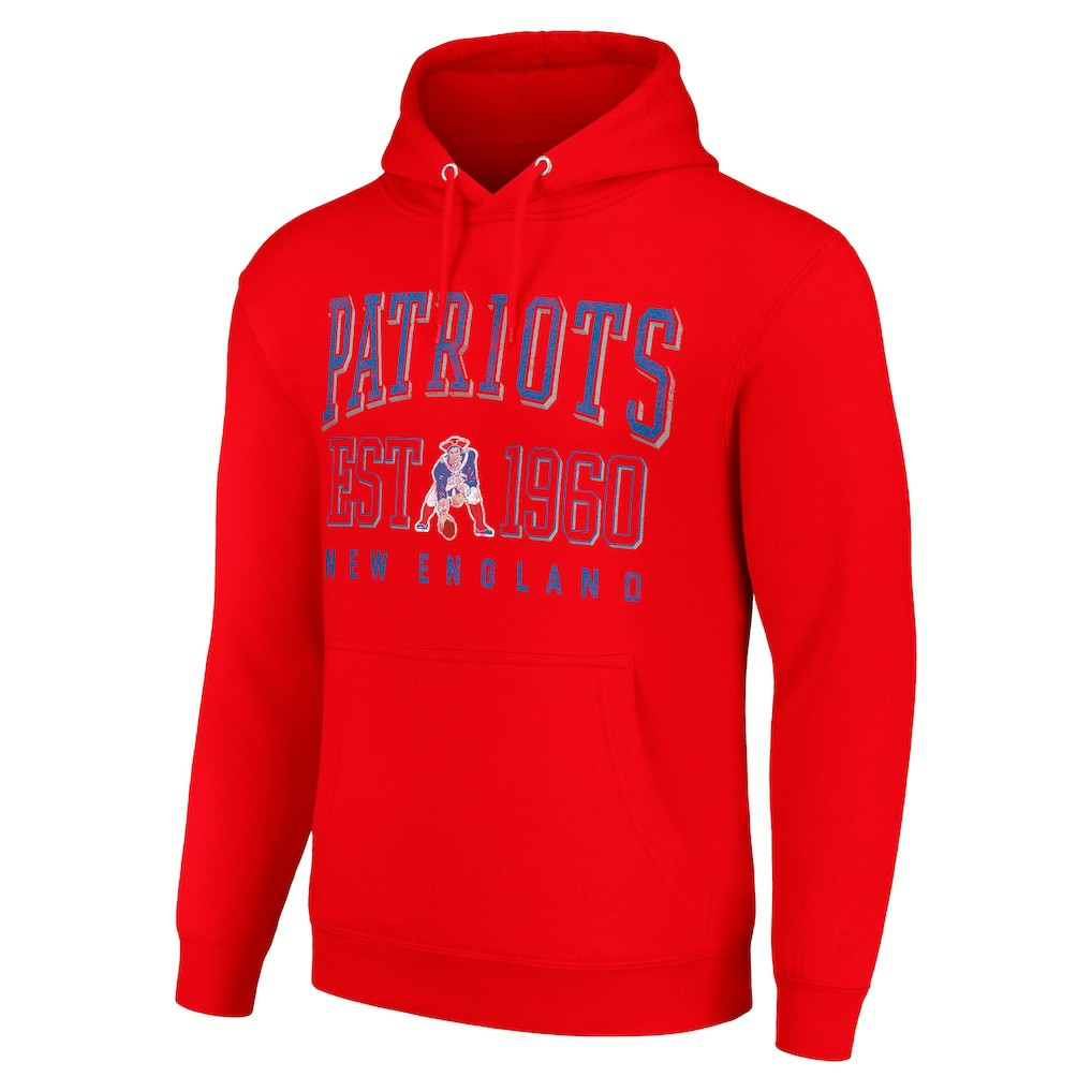 New England Patriots Starter Unisex Throwback Logo Pullover Hoodie - Red - NFL