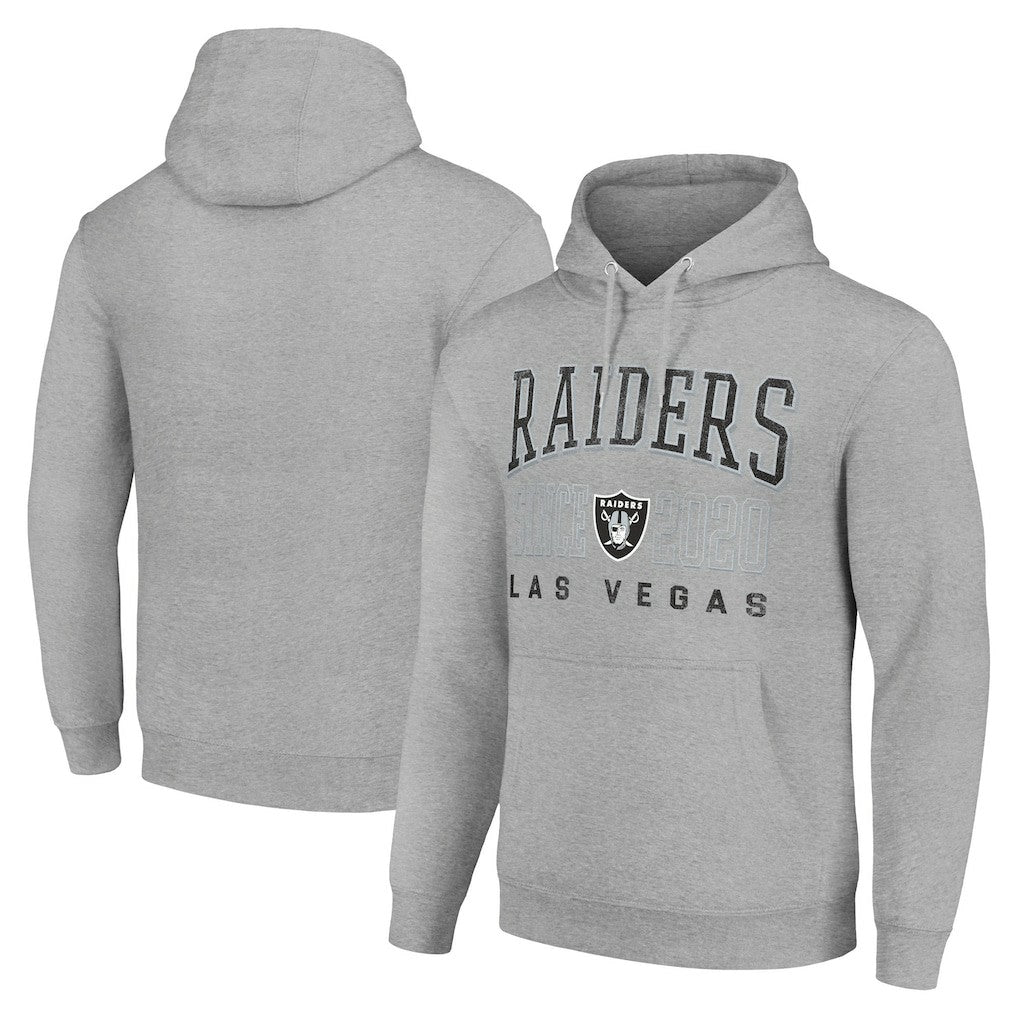 Las Vegas Raiders Starter Unisex Throwback Logo Pullover Hoodie - Heather Gray - NFL