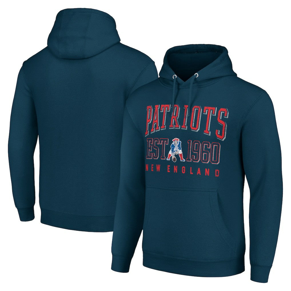 New England Patriots Starter Unisex Throwback Logo Pullover Hoodie - Navy - NFL