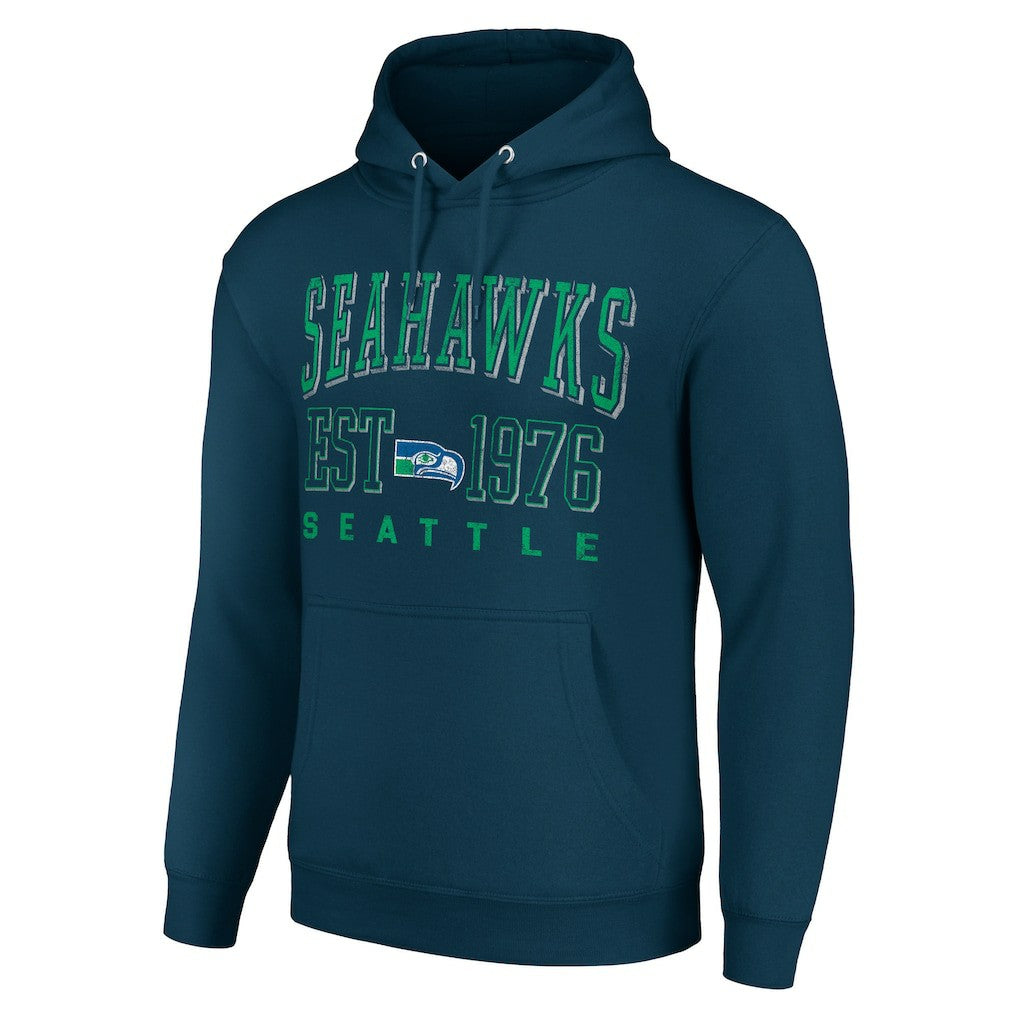 Seattle Seahawks Starter Unisex Throwback Logo Pullover Hoodie - College Navy - NFL
