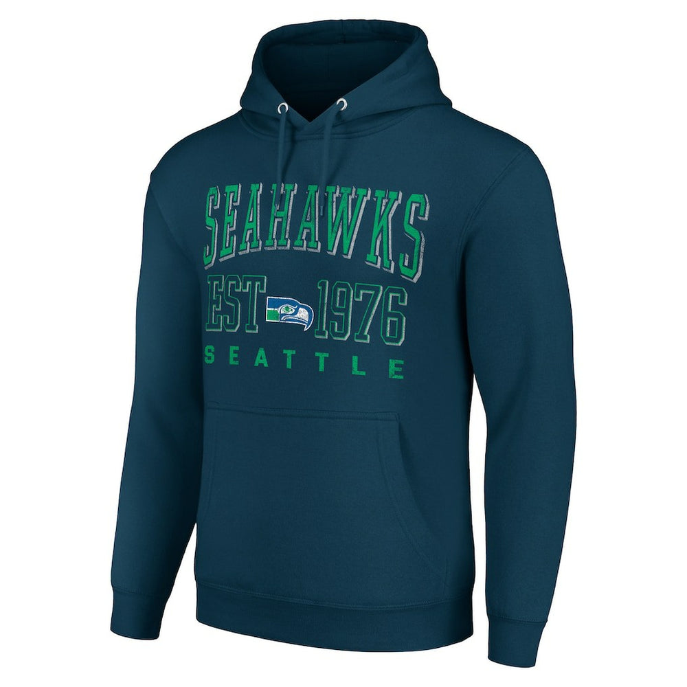 Seattle Seahawks Starter Unisex Throwback Logo Pullover Hoodie - College Navy - NFL