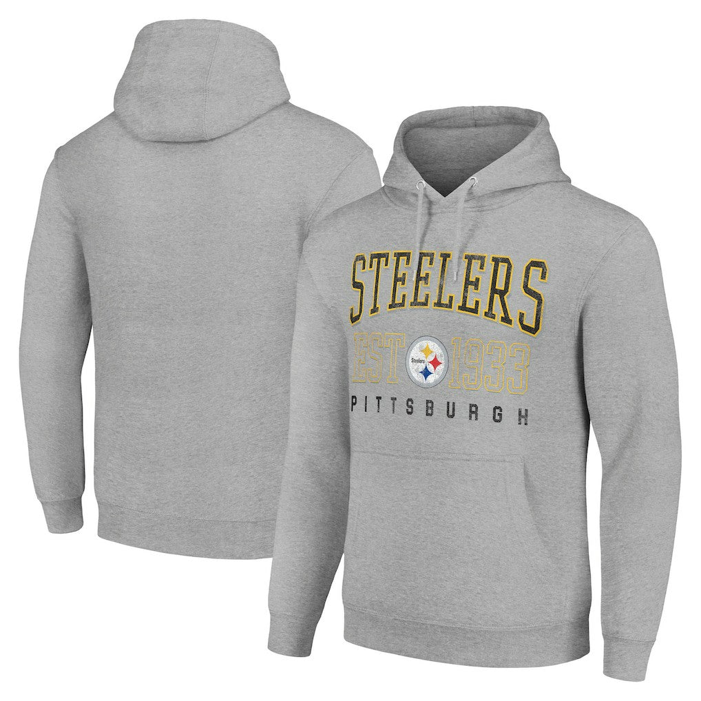 Pittsburgh Steelers Starter Unisex Throwback Logo Pullover Hoodie - Heather Gray - NFL