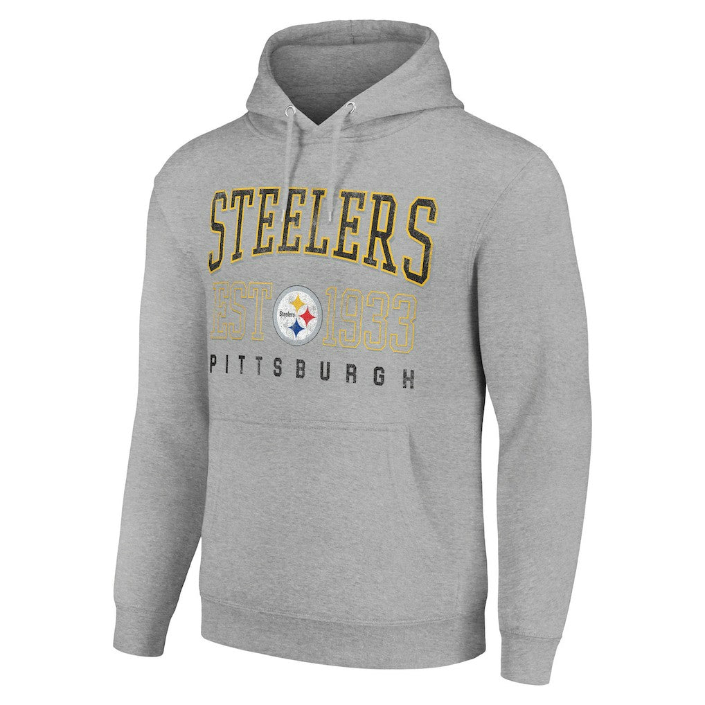 Pittsburgh Steelers Starter Unisex Throwback Logo Pullover Hoodie - Heather Gray - NFL