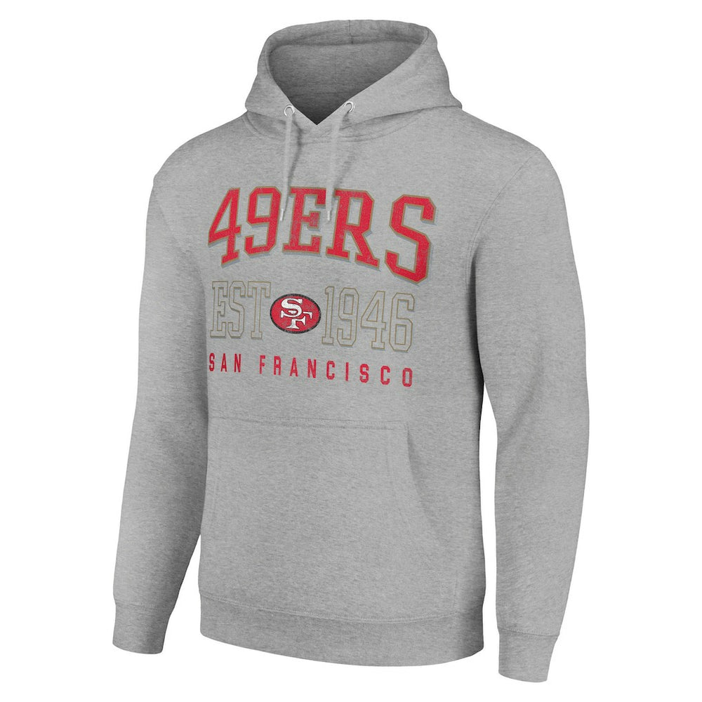San Francisco 49ers Starter Unisex Throwback Logo Pullover Hoodie - Heather Gray - NFL