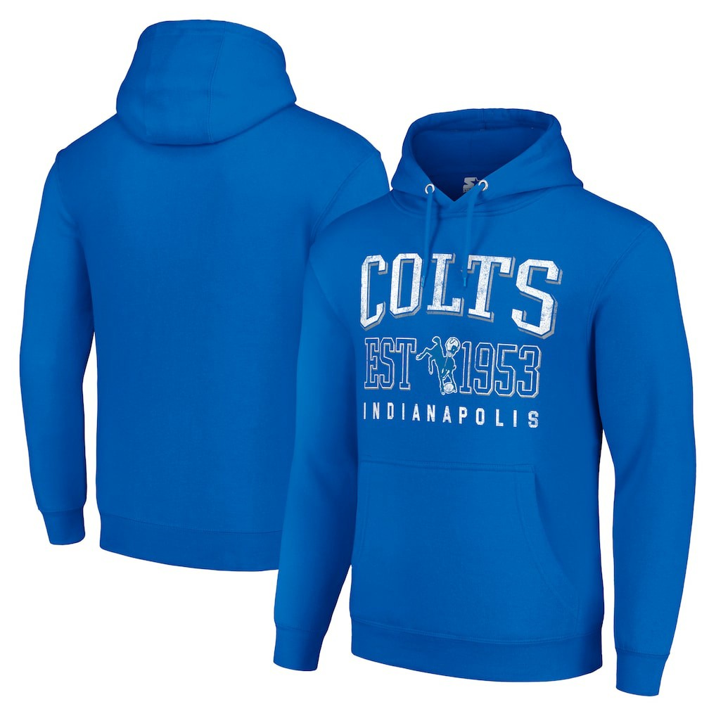 Indianapolis Colts Starter Unisex Throwback Logo Pullover Hoodie - Royal - NFL