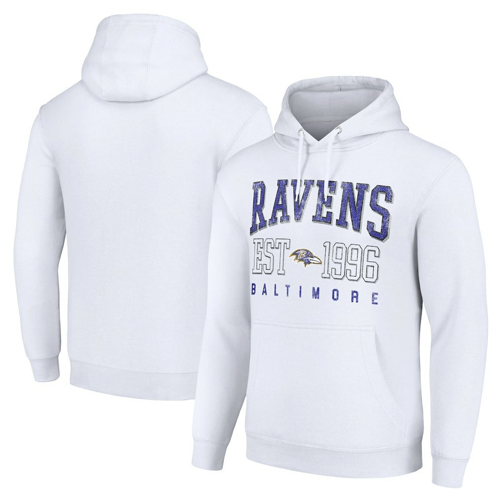 Baltimore Ravens Starter Unisex Throwback Logo Pullover Hoodie - White - NFL