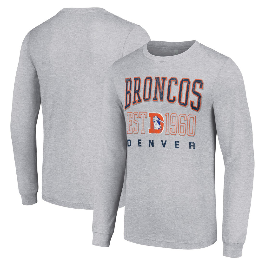 Denver Broncos Starter Throwback Logo Long Sleeve T-Shirt - Heather Gray - NFL