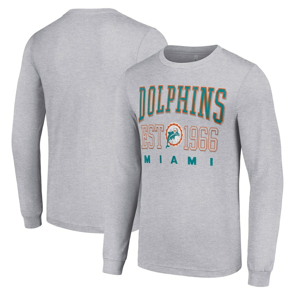 Miami Dolphins Starter Throwback Logo Long Sleeve T-Shirt - Heather Gray - NFL