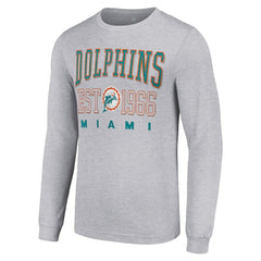 Miami Dolphins Starter Throwback Logo Long Sleeve T-Shirt - Heather Gray - NFL