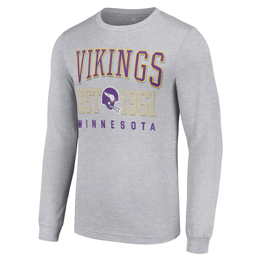 Minnesota Vikings Starter Throwback Logo Long Sleeve T-Shirt - Heather Gray - NFL