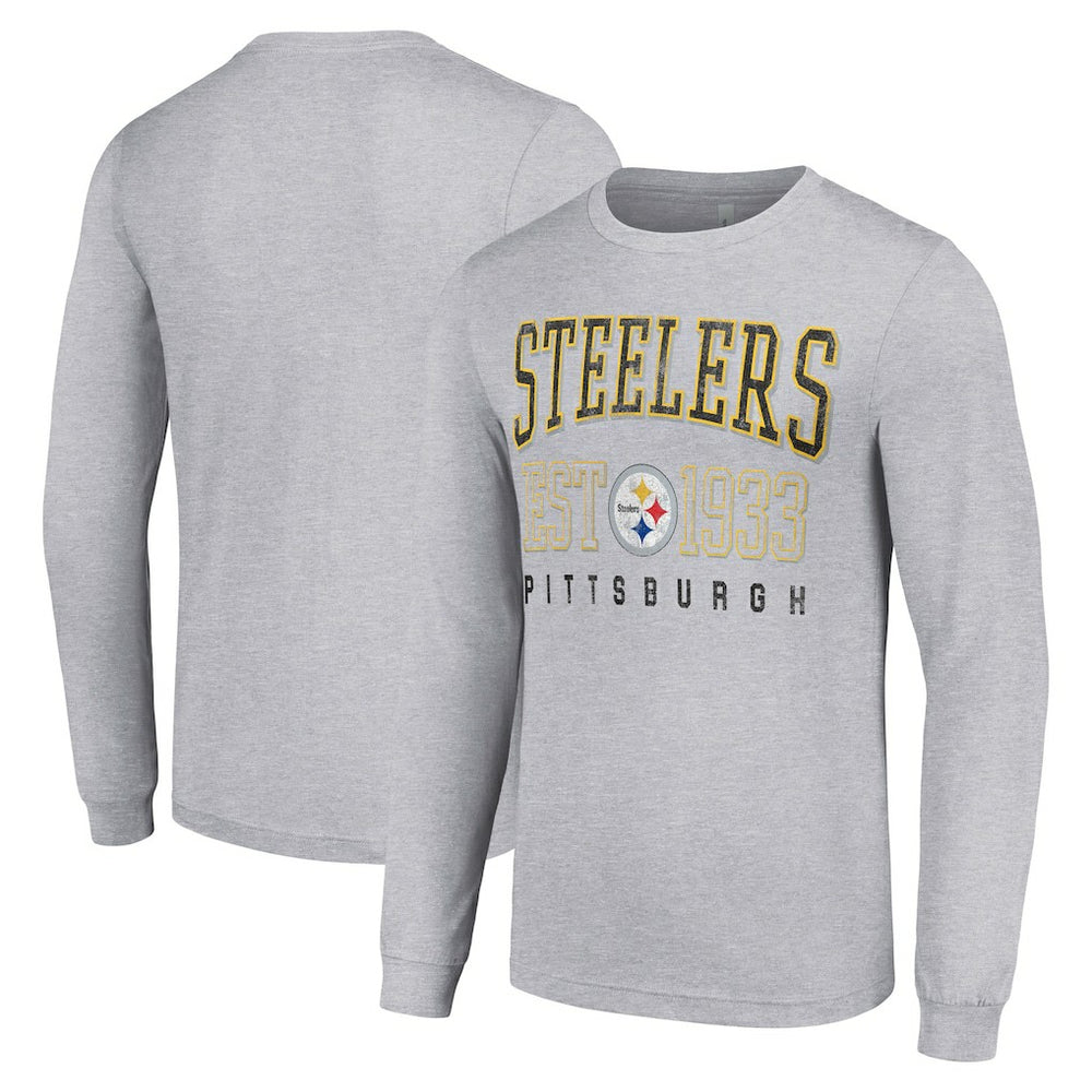 Pittsburgh Steelers Starter Throwback Logo Long Sleeve T-Shirt - Heather Gray - NFL