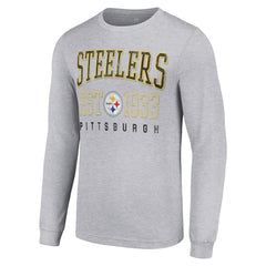 Pittsburgh Steelers Starter Throwback Logo Long Sleeve T-Shirt - Heather Gray - NFL