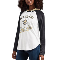 New Orleans Saints G-III 4Her by Carl Banks Women's MVP Raglan Hooded Long Sleeve T-Shirt - White - NFL