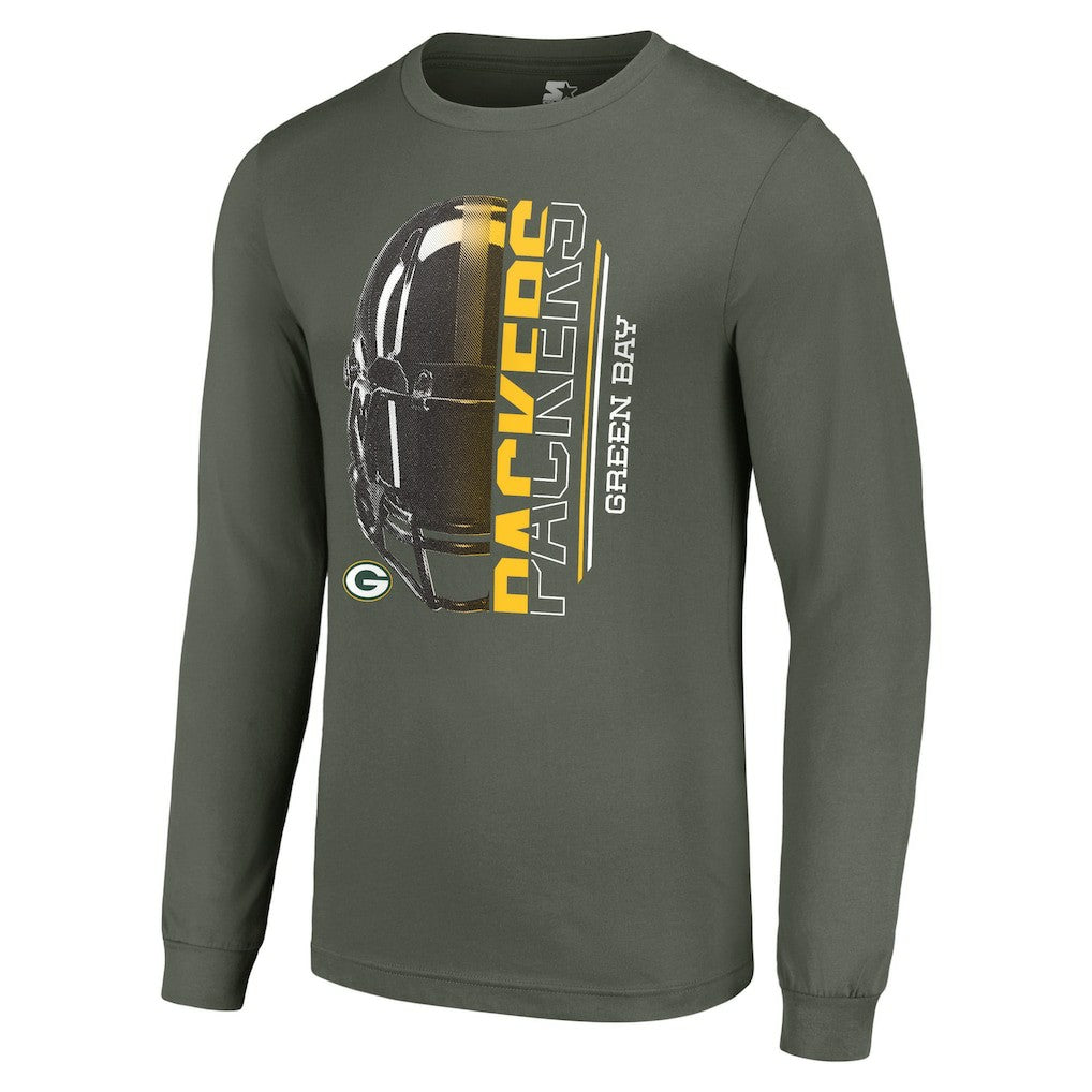 Green Bay Packers Starter Half Helmet Logo Long Sleeve T-Shirt - Green - NFL