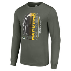 Green Bay Packers Starter Half Helmet Logo Long Sleeve T-Shirt - Green - NFL