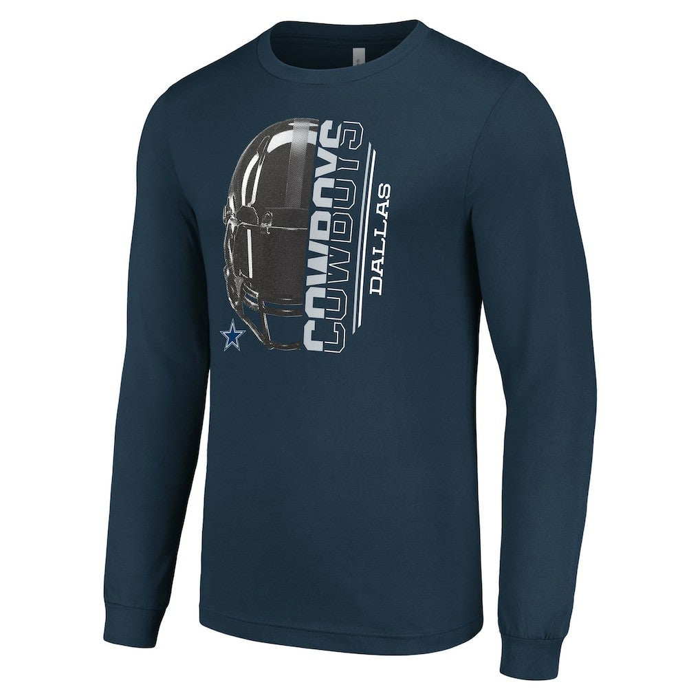 Dallas Cowboys Starter Half Helmet Logo Long Sleeve T-Shirt - Navy - NFL