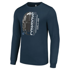 Dallas Cowboys Starter Half Helmet Logo Long Sleeve T-Shirt - Navy - NFL
