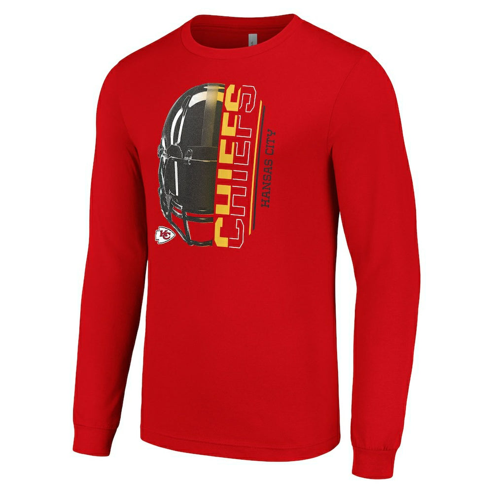 Kansas City Chiefs Starter Half Helmet Logo Long Sleeve T-Shirt - Red - NFL