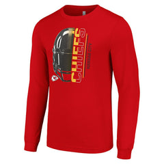 Kansas City Chiefs Starter Half Helmet Logo Long Sleeve T-Shirt - Red - NFL