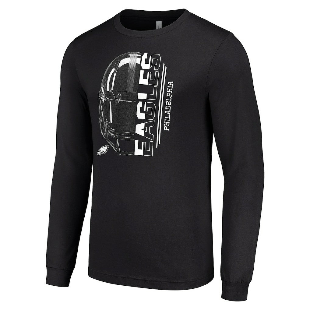 Philadelphia Eagles Starter Half Helmet Logo Long Sleeve T-Shirt - Black - NFL