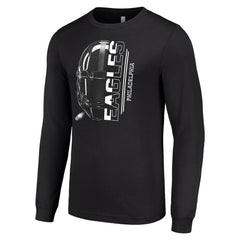 Philadelphia Eagles Starter Half Helmet Logo Long Sleeve T-Shirt - Black - NFL