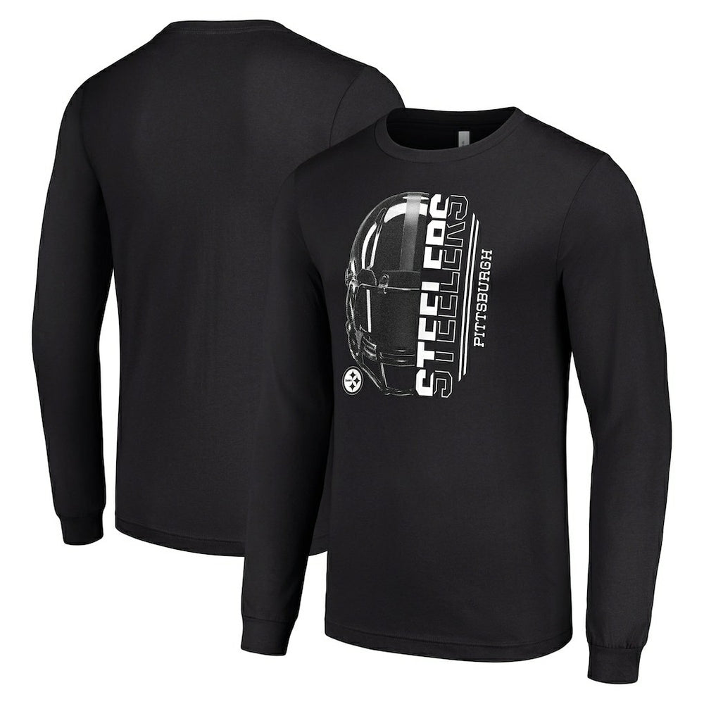 Pittsburgh Steelers Starter Half Helmet Logo Long Sleeve T-Shirt - Black - NFL