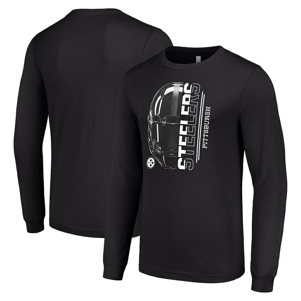 Pittsburgh Steelers Starter Half Helmet Logo Long Sleeve T-Shirt - Black - NFL