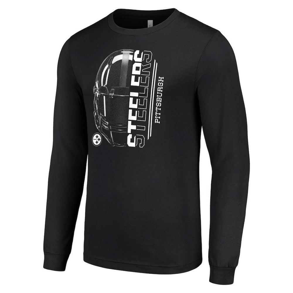 Pittsburgh Steelers Starter Half Helmet Logo Long Sleeve T-Shirt - Black - NFL