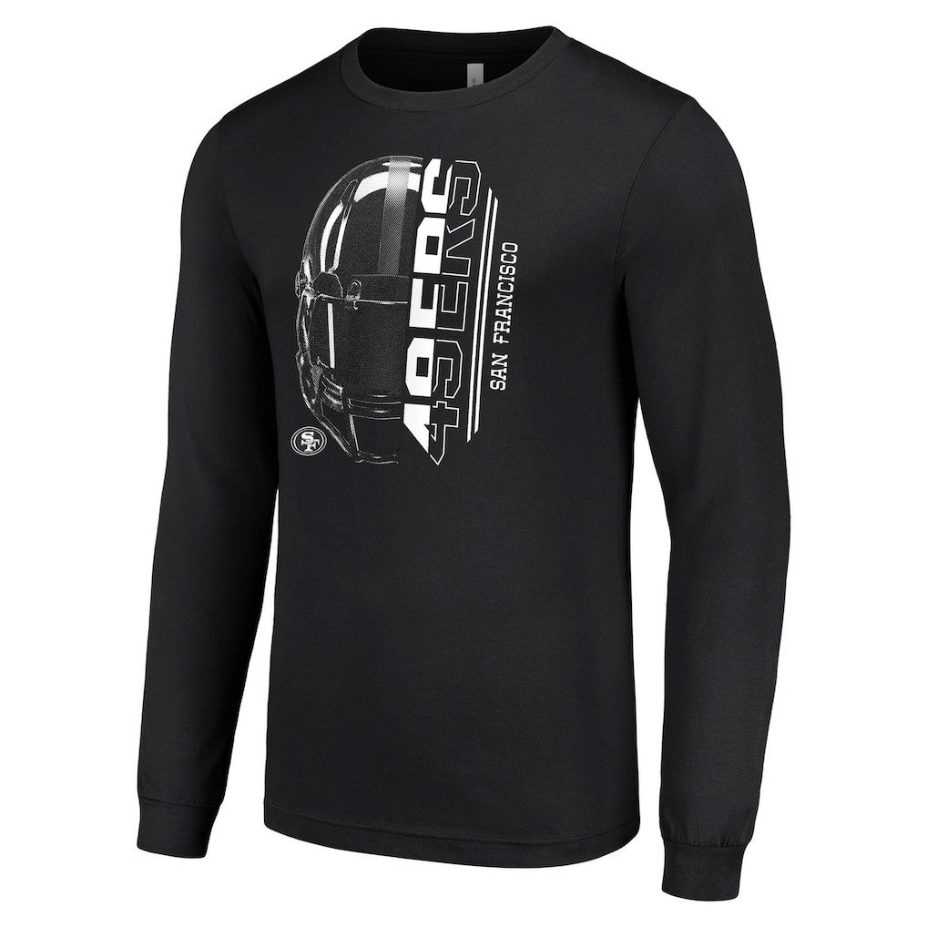 San Francisco 49ers Starter Half Helmet Logo Long Sleeve T-Shirt - Black - NFL