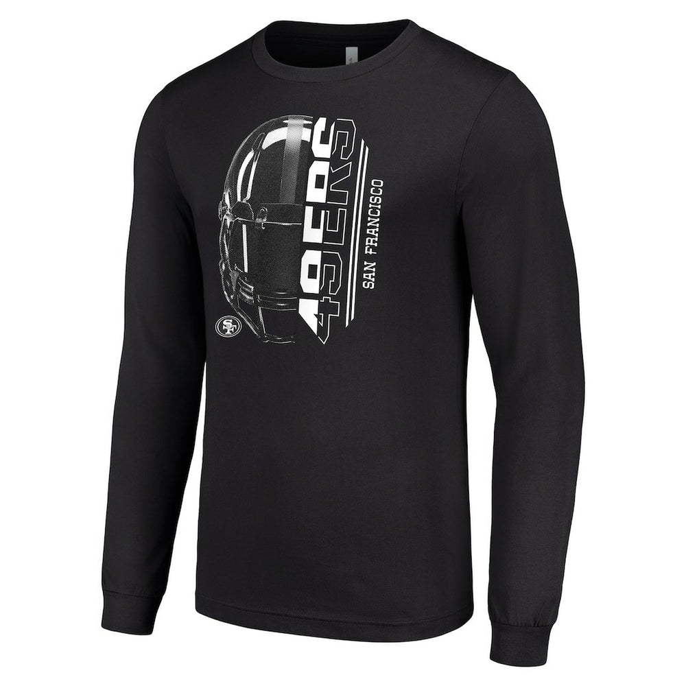 San Francisco 49ers Starter Half Helmet Logo Long Sleeve T-Shirt - Black - NFL