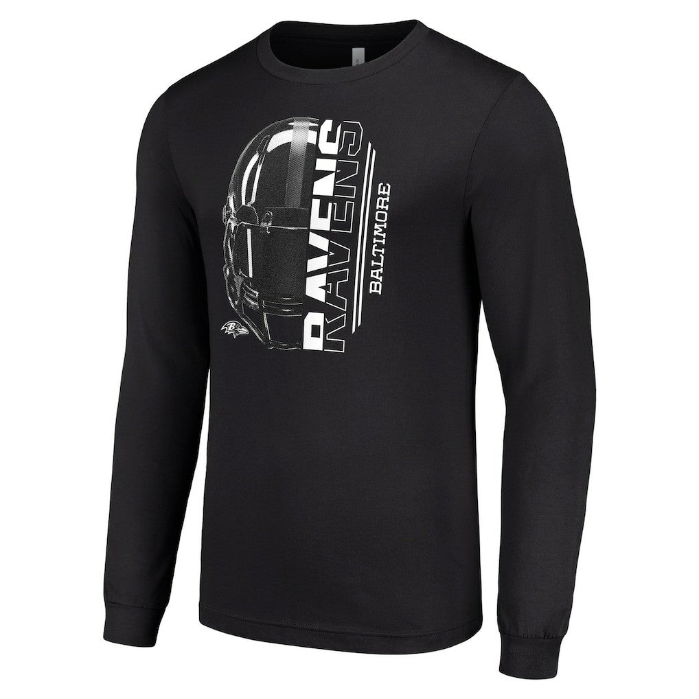 Baltimore Ravens Starter Half Helmet Logo Long Sleeve T-Shirt - Black - NFL