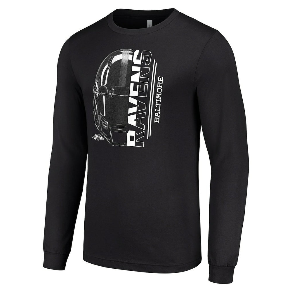 Baltimore Ravens Starter Half Helmet Logo Long Sleeve T-Shirt - Black - NFL