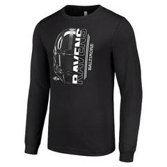 Baltimore Ravens Starter Half Helmet Logo Long Sleeve T-Shirt - Black - NFL