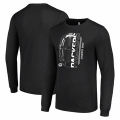 Green Bay Packers Starter Half Helmet Logo Long Sleeve T-Shirt - Black - NFL