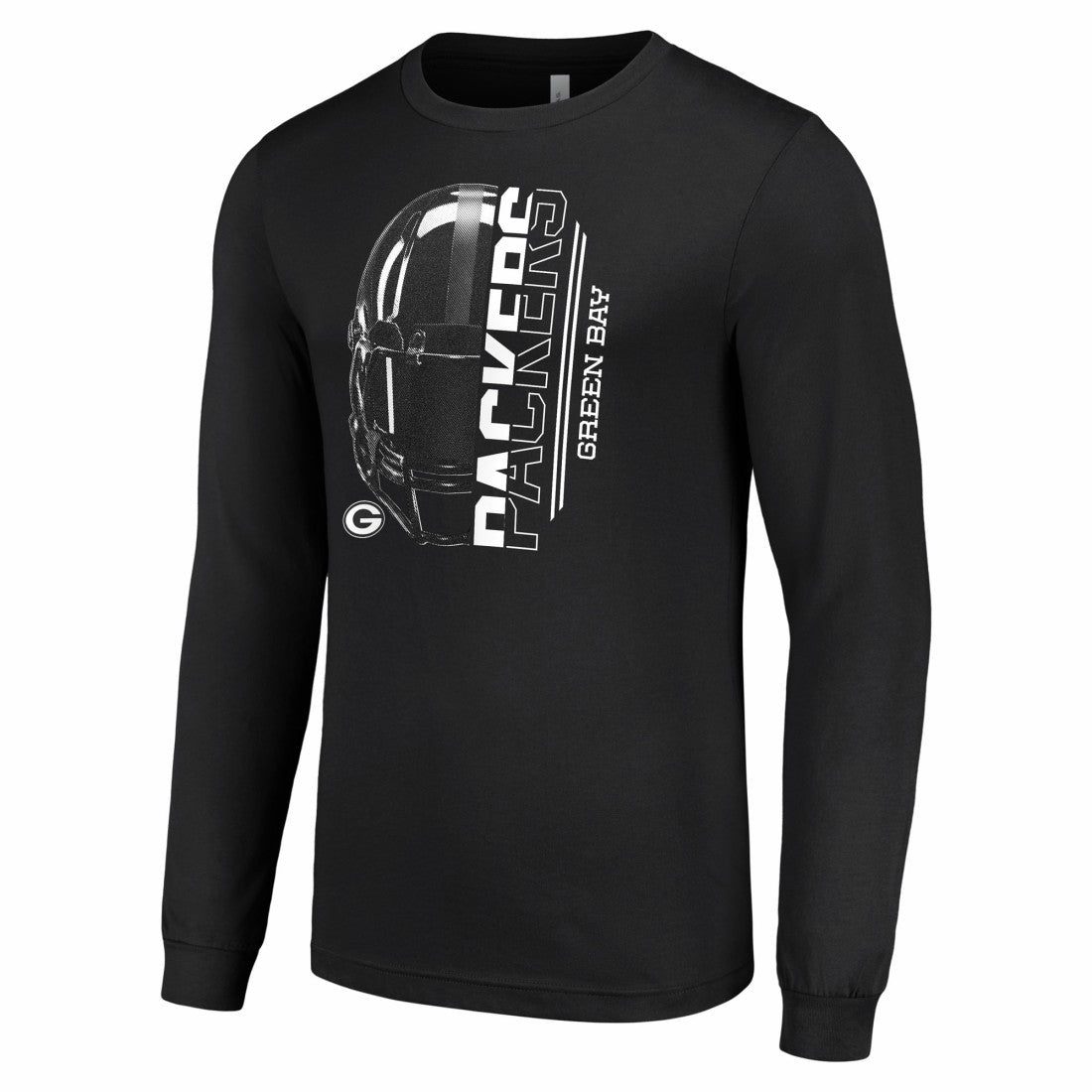 Green Bay Packers Starter Half Helmet Logo Long Sleeve T-Shirt - Black - NFL