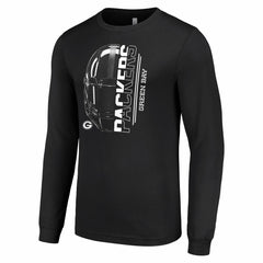Green Bay Packers Starter Half Helmet Logo Long Sleeve T-Shirt - Black - NFL