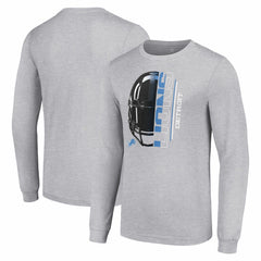 Detroit Lions Starter Half Helmet Logo Long Sleeve Heathered T-Shirt - Heather Gray - NFL