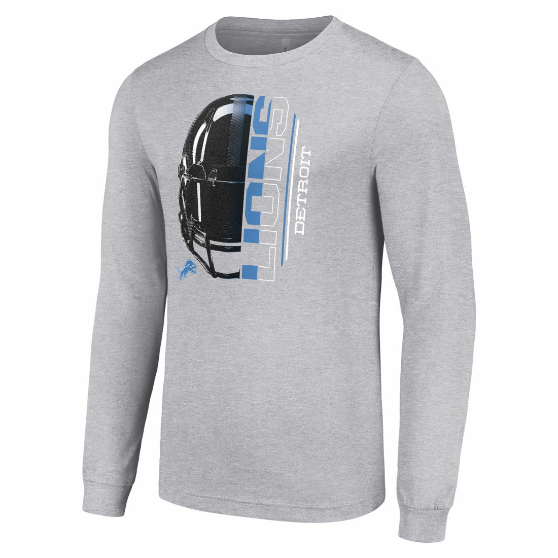 Detroit Lions Starter Half Helmet Logo Long Sleeve Heathered T-Shirt - Heather Gray - NFL