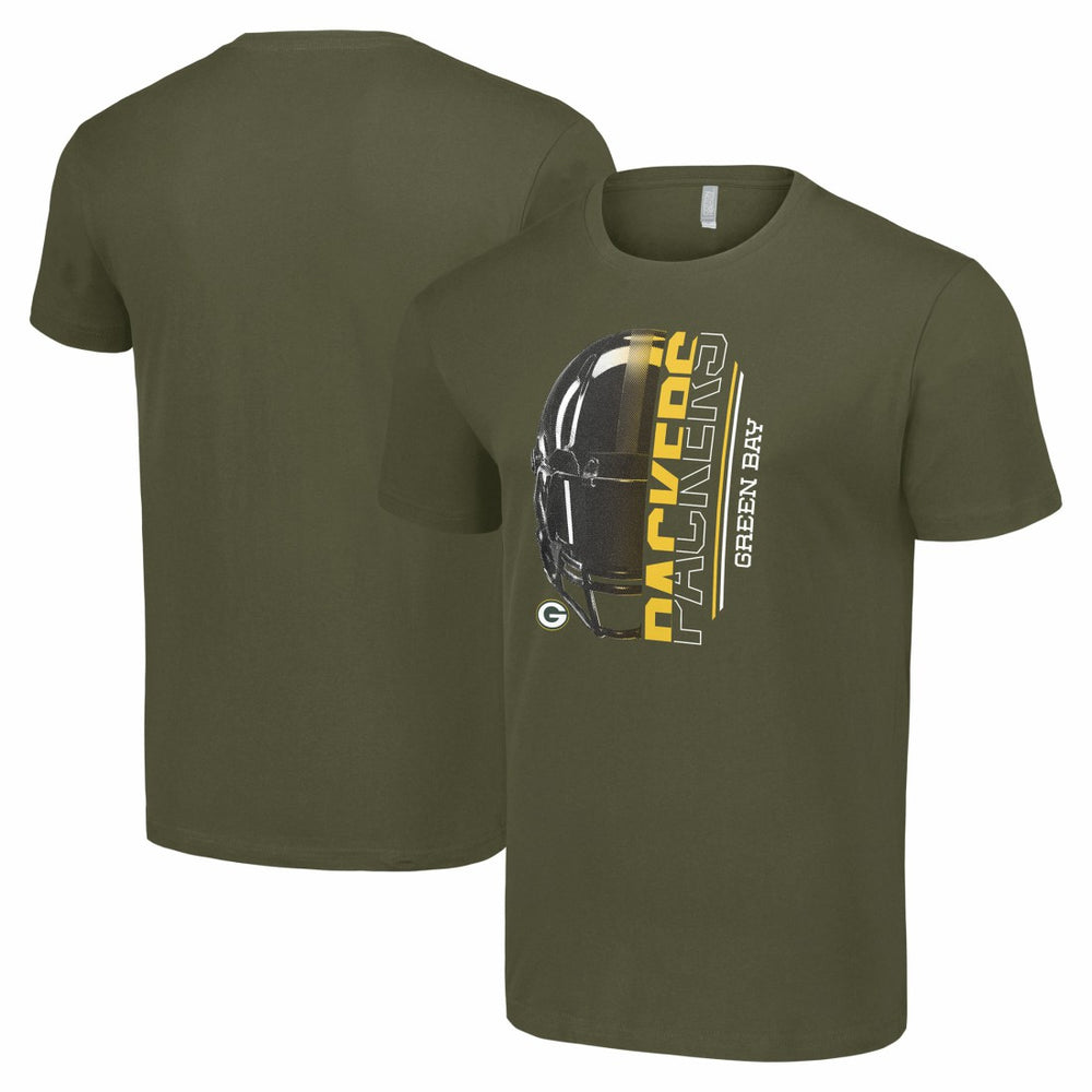 Green Bay Packers Starter Half Helmet Logo T-Shirt - Olive - NFL