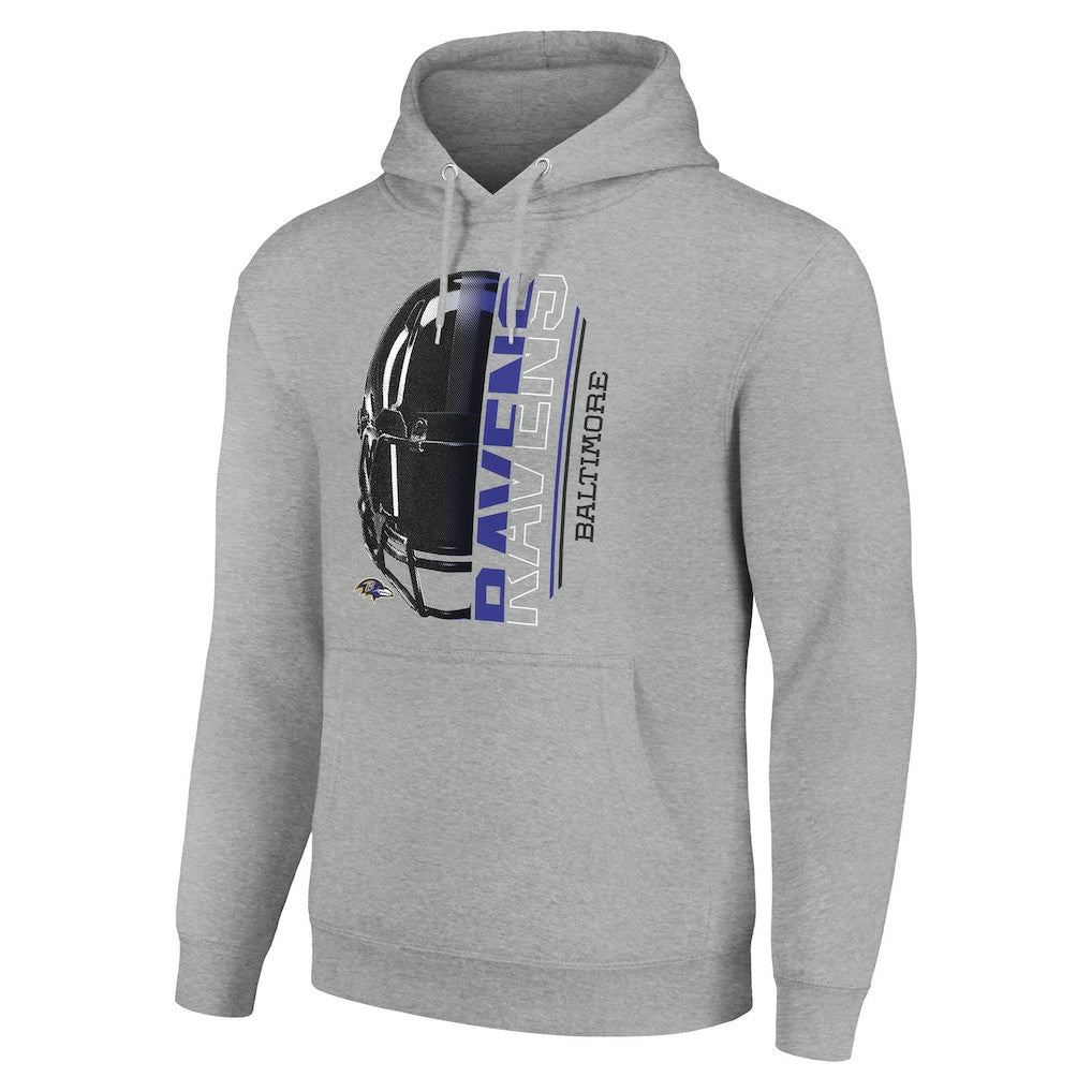 Baltimore Ravens Starter Unisex Half Helmet Logo Pullover Hoodie - Heather Gray - NFL