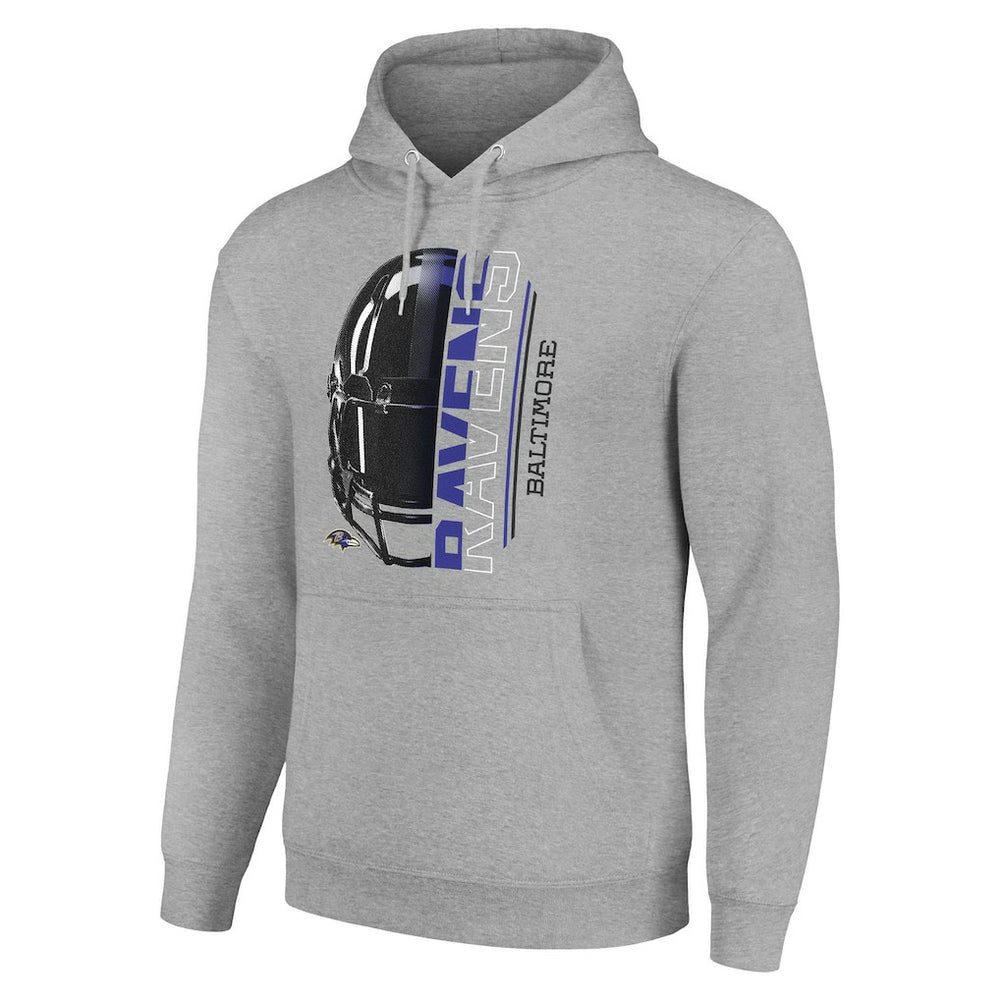 Baltimore Ravens Starter Unisex Half Helmet Logo Pullover Hoodie - Heather Gray - NFL
