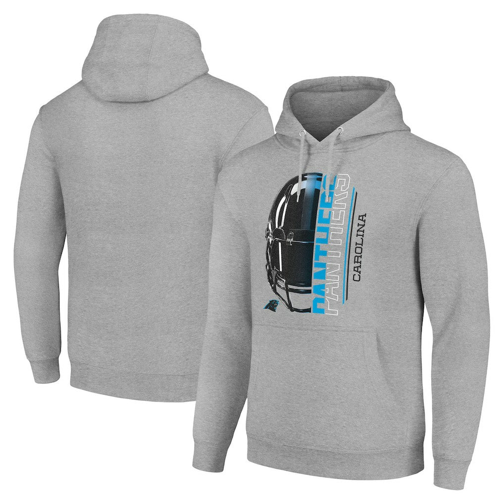 Carolina Panthers Starter Unisex Half Helmet Logo Pullover Hoodie - Heather Gray - NFL