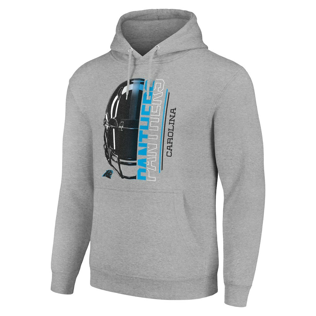 Carolina Panthers Starter Unisex Half Helmet Logo Pullover Hoodie - Heather Gray - NFL