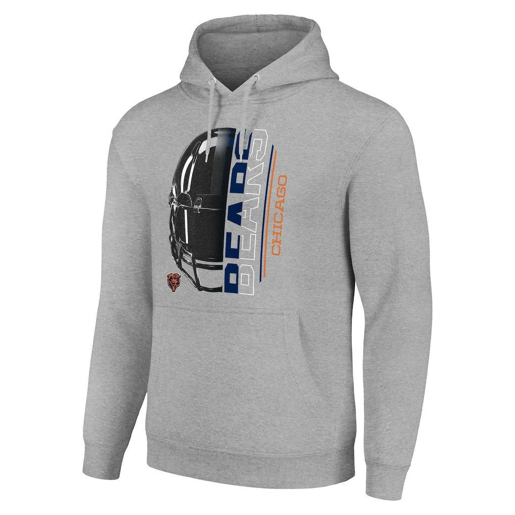 Chicago Bears Starter Unisex Half Helmet Logo Pullover Hoodie - Heather Gray - NFL