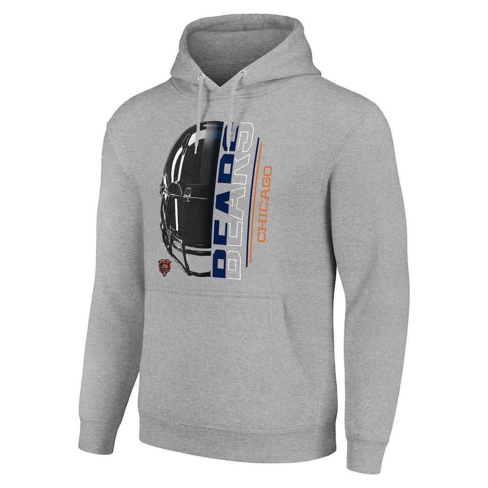 Chicago Bears Starter Unisex Half Helmet Logo Pullover Hoodie - Heather Gray - NFL